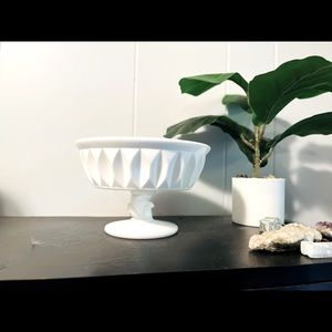 1960s Vintage milk glass compote dish